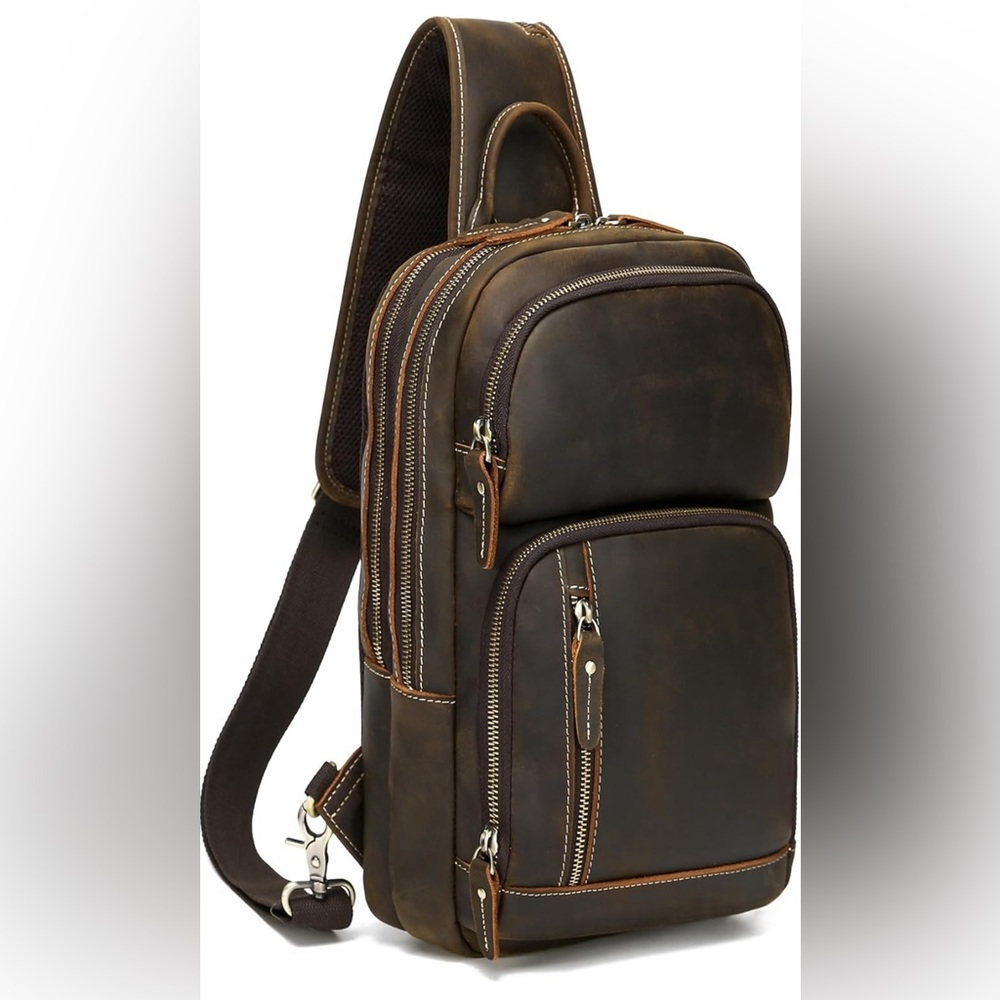 NWT Full Grain Leather Men’s Sling Bag 💼